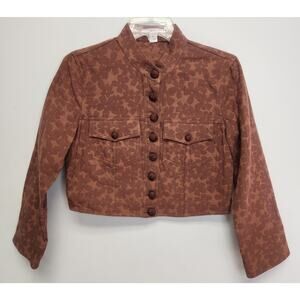INTAITIONS Womens Brown/Copper Floral Design Blazer-Size 6